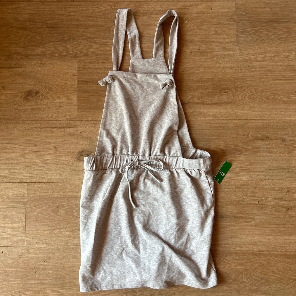 Dip Essentials Juniors Heather Gray Pinafore Overall Dress Jersey Knit Mini L